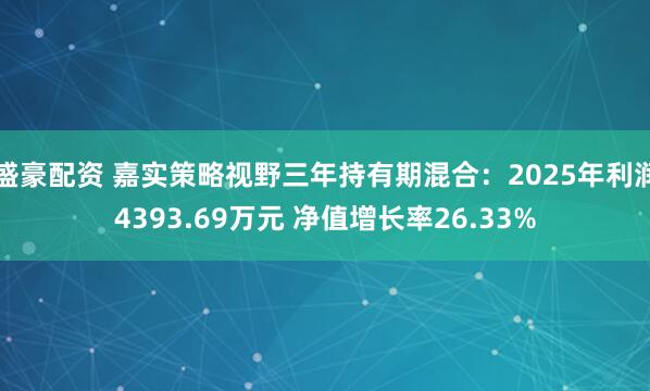 盛豪配资 嘉实策略视野三年持有期混合：2025年利润4393.69万元 净值增长率26.33%
